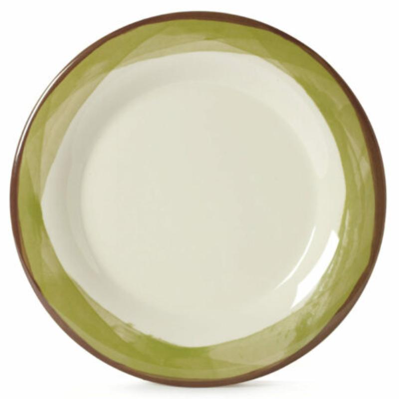 Picture of Winco WP-9-DI-KNG 9 in. Wide Rim Plate, Diamond Ivory Base - Kanello Green