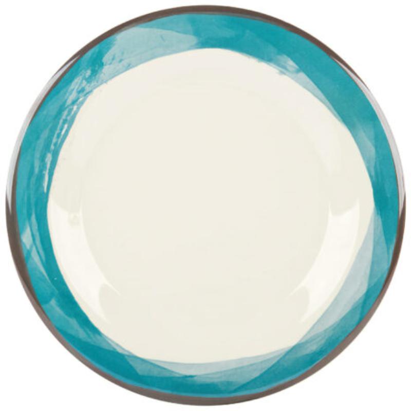 Picture of Winco WP-7-DI-KNB 7.5 in. Wide Rim Plate, Diamond Ivory Base - Kanello Blue