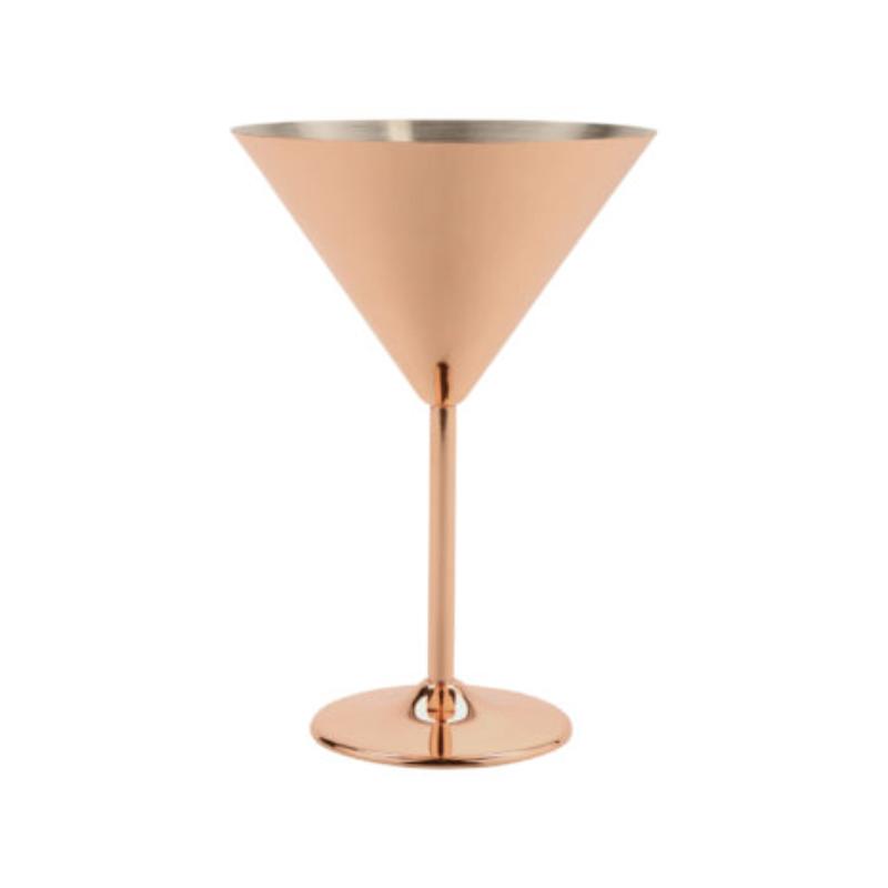 Picture of Winco SW-1612-CPR 12 oz Copper-Plated Stainless Steel Martini - 12.85 oz Rim-Full, 4.92 Top Dia., 7.15 in. Tall, 12 Piece, G.E.T. Copper Drinkware