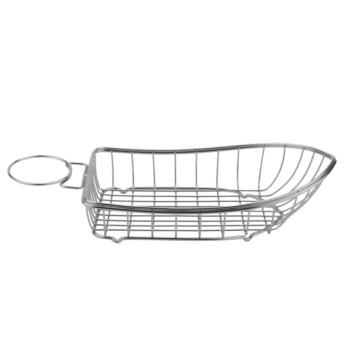 Picture of Winco 4-80117 9.5 x 5 in. Boat Basket with 1 Holder, 2.75 in. Tall, 2.75 in. Holder - Stainless Steel - Each 12