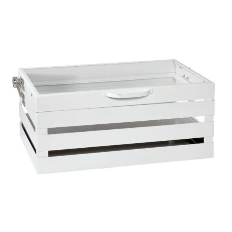 Picture of Winco CH-FULL-W Full Size Metal Crate Chafer with Self-Closing Lid, 21.5 x 14.5 in., 9.5 in. Tall - White
