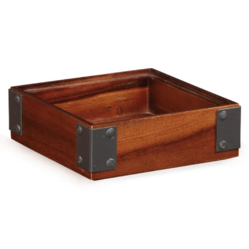 Picture of Winco WB-662WD-W 6 in. Square Stackable Wood Display Box with Metal Brackets & Condiment Organizer, 2 in. Tall - Walnut