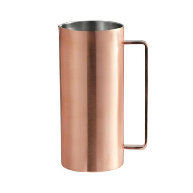 Picture of Winco MM-160-BCPR-SS 1.6 qt. Copper Brushed Finish Double Wall Pitcher with Handle - 2.1 qt. Rim-Full - 4.8 in. Top Dia., 10 in. Tall, G.E.T. Copper Drinkware