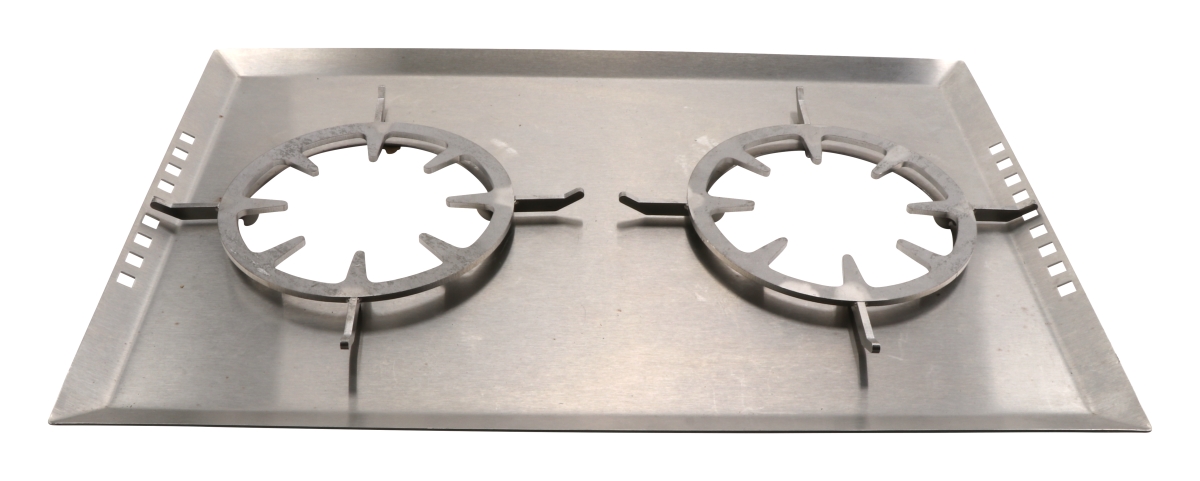 Picture of Winco ST11702012 Strata Rectangular Double Saute & Cooker Top, 23.5 x 15.5 x 0.75 in., with Double Grates, Fits ST11602111, Stainless Steel - G.E.T. Strata Buffet System ST11702012