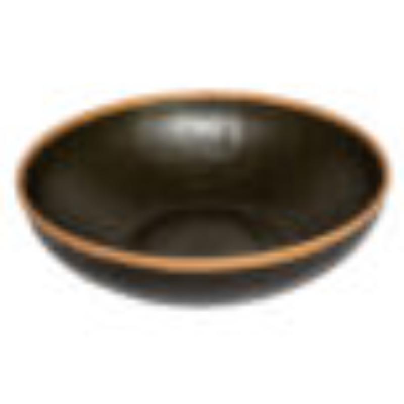 Picture of Winco B-320-BR 4 qt. Brown Melamine Large Display Bowl - 4.56 qt. Rim-Full - 12.25 in. Top Dia., 3.25 in. Deep, G.E.T. Pottery Market Glazed