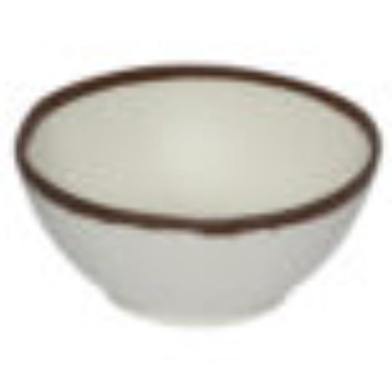 Picture of Winco B-302-CRM 20 oz Cream Melamine Round Entree Bowl - 28 oz Rim-Full, 6.25 in. Top Dia., 2.25 in. Deep, G.E.T. Pottery Market Glazed