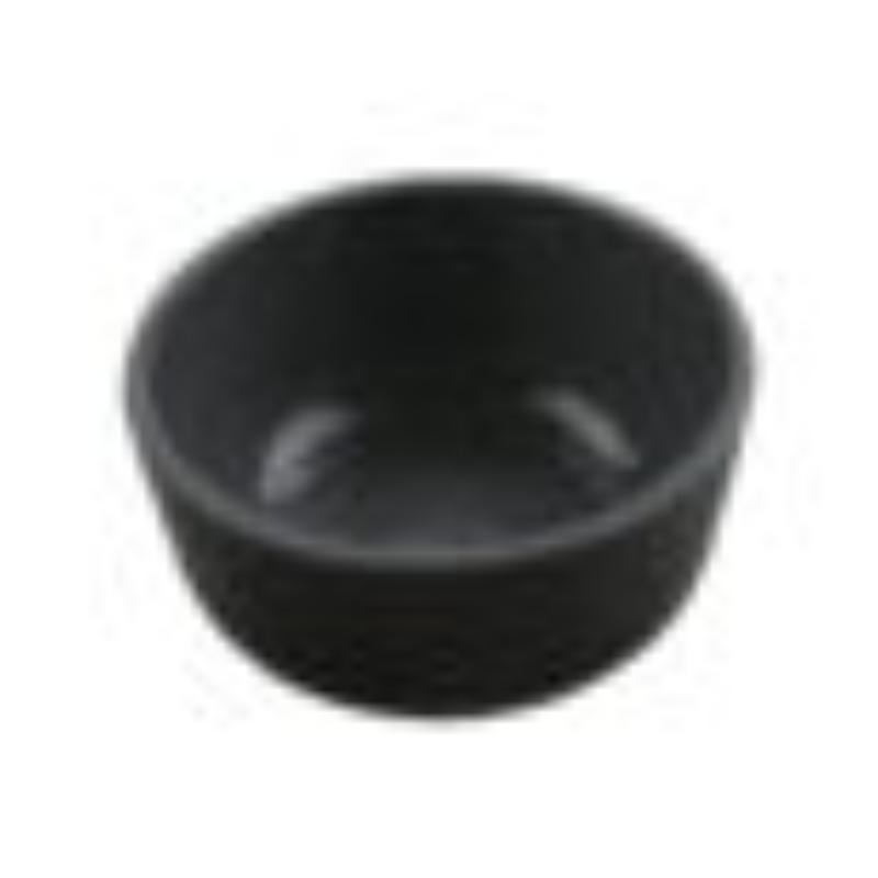 Picture of Winco RR-3-GRS-BKM 3 oz Sauce Melamine Dish - 4 oz Rim Full, Glossy Grey Inside & Black Matte Outside, G.E.T. Roca