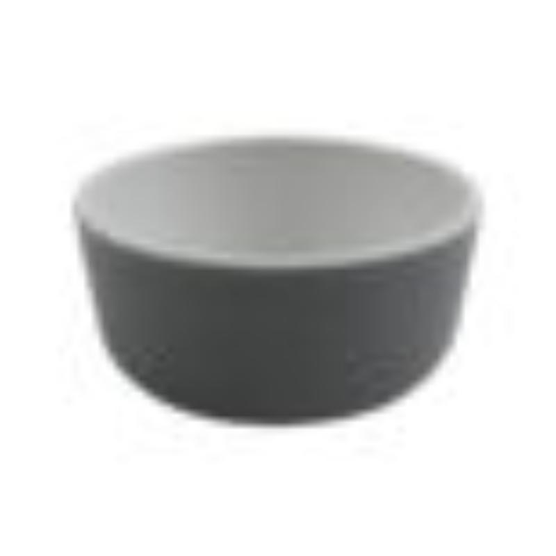 Picture of Winco RR-3-WS-GRM 3 oz Sauce Melamine Dish - 4 oz Rim Full, Glossy White Inside & Grey Matte Outside, G.E.T. Roca