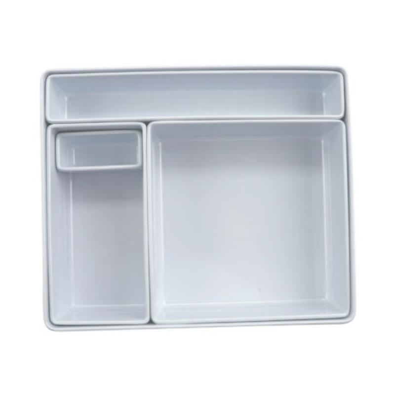 Picture of Winco BN-ABCDEF-W Bento Box with Lid, White Melamine 11.75 x 9.9 x 3.2 in., Milano, G.E.T. - 7 Piece