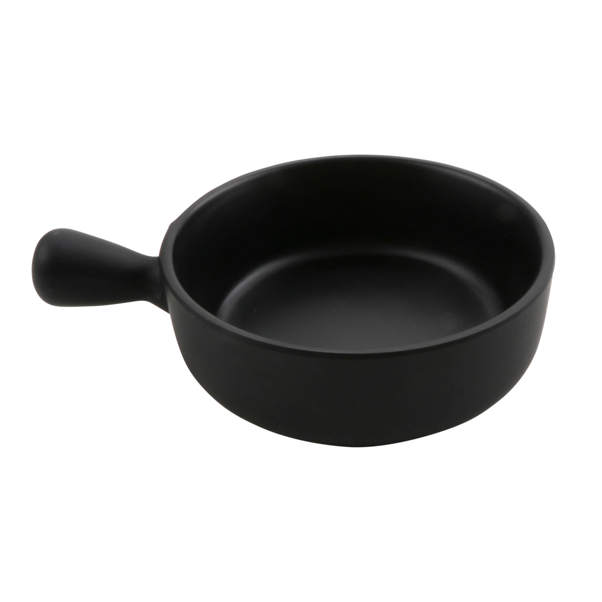 Picture of Winco 30899-BK 3 oz Explore Melamine Bowl with Handle - 4 oz Rim-Full, 4.83 x 3.57 x 1.37 in. - G.E.T, Cheforward - Black - Each 12