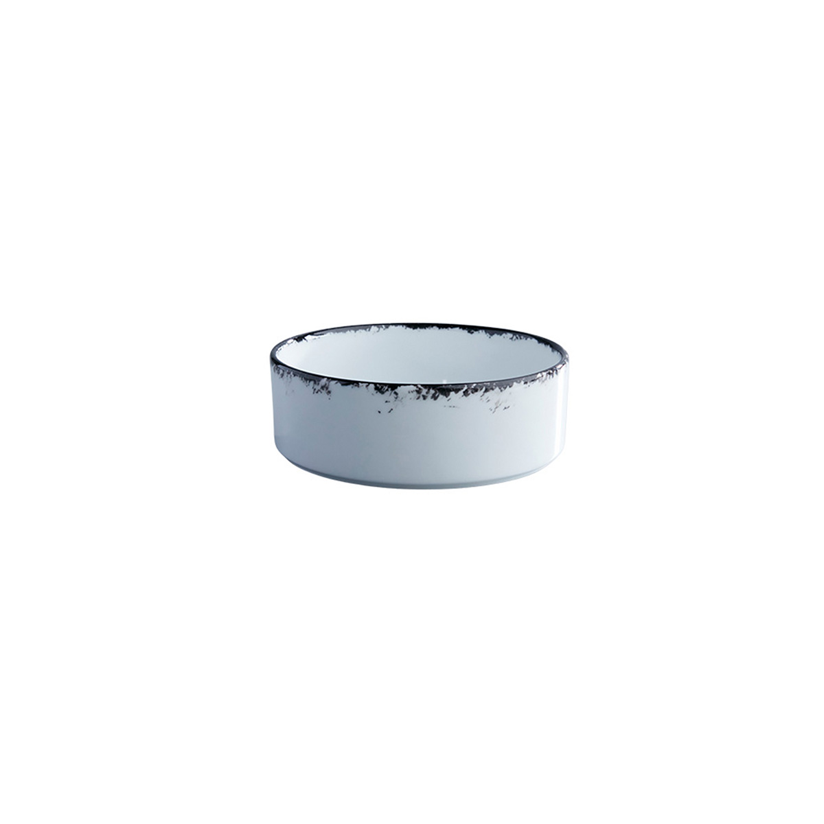 Picture of Winco PA1007993112 6 in., 18 oz Ink Rustic Bowl - White with Black Rim - 1 Dozen