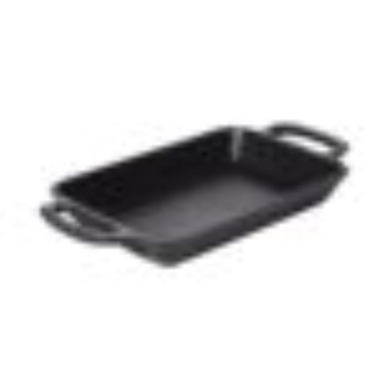 Picture of Winco SKRE-14-ABK 14 oz Cast Aluminum Rectangular Server, 7 x 4.76 x 0.92 in. Serving Area, 9.74 x 5.1 x 1.21 in. with Handles, Black Cast Aluminum Heiss, Tabletop