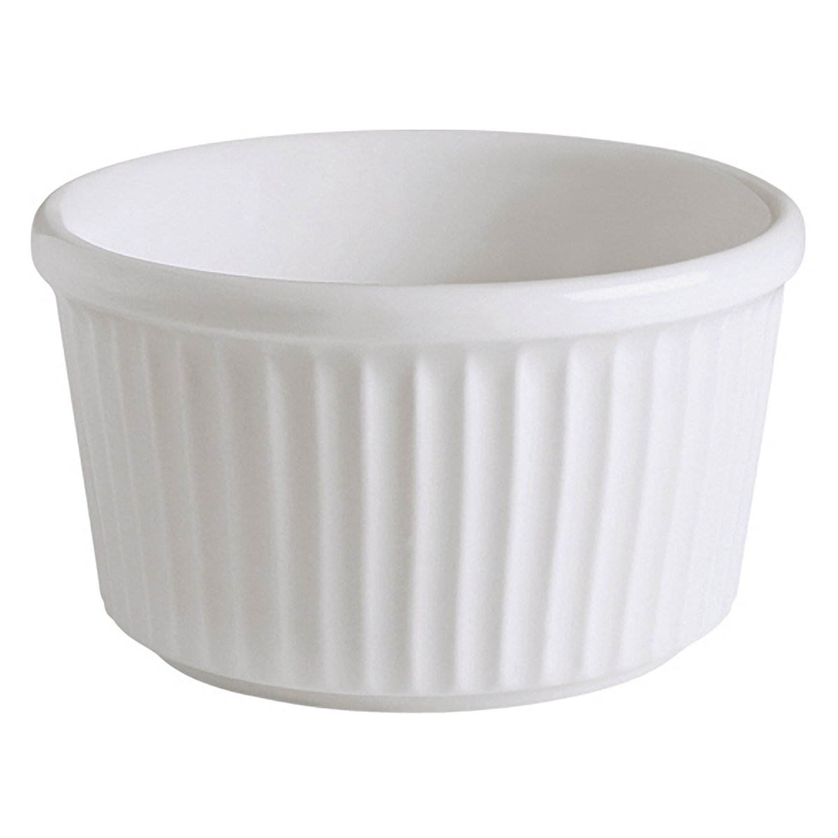 Picture of Winco PA1101707324 6.8 oz Bright White Porcelain Medium Ramekin with Ribbed Texture, 3.75 in. Dia., Corona Actualite - 2 Dozen
