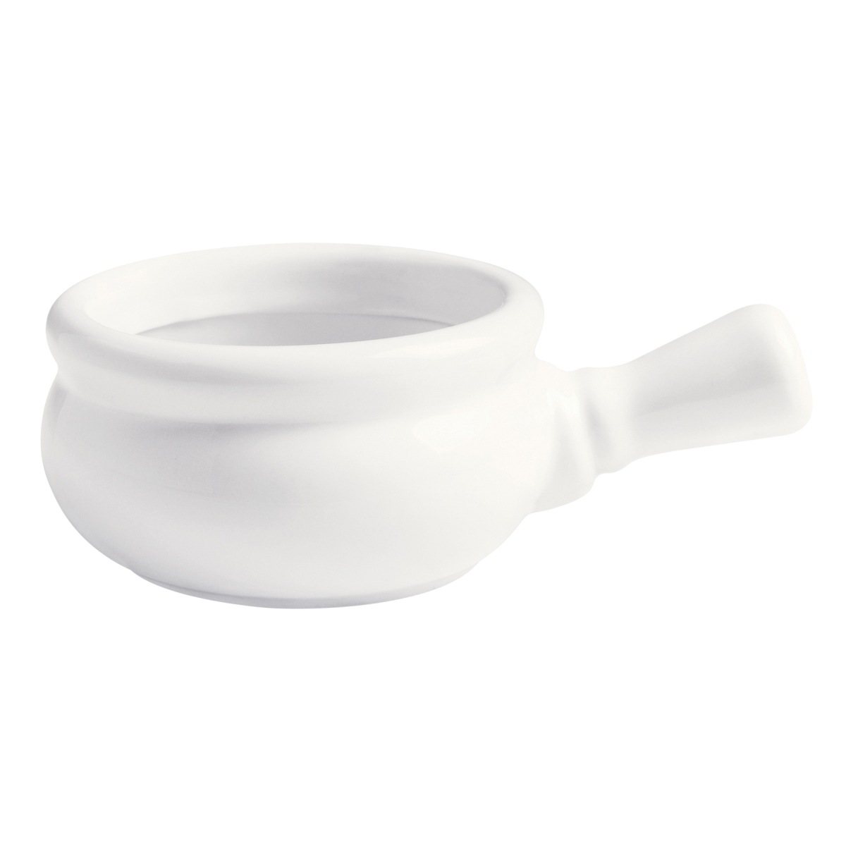 Picture of Winco PA1101908812 10.7 oz Bright White Porcelain French Onion Soup Bowl, 7 in. with Handle, Corona Actualite - 1 Dozen