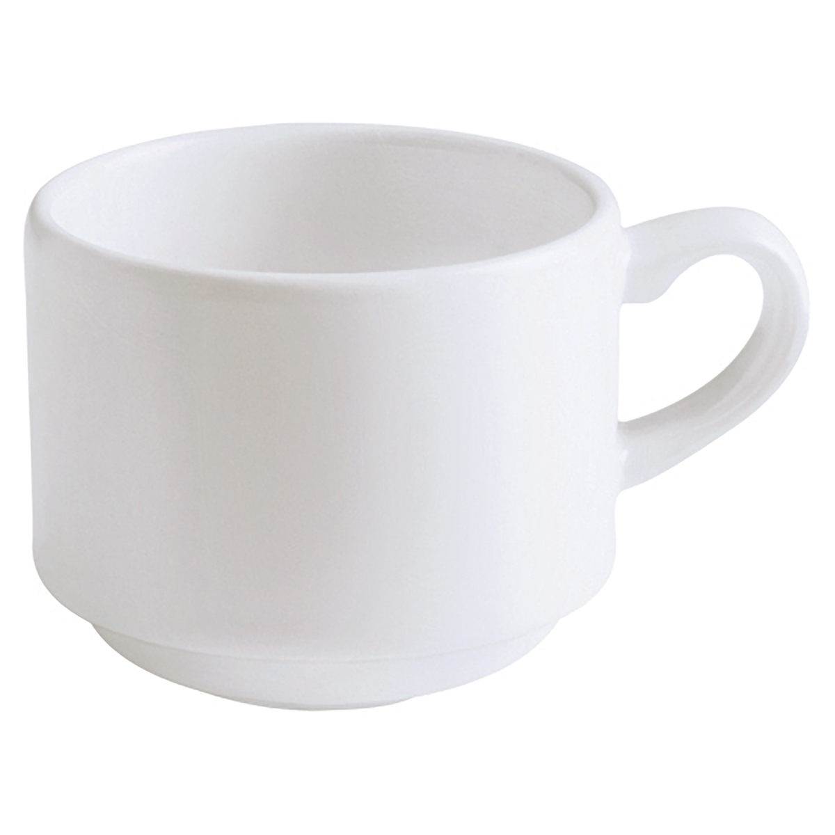 Picture of Winco PA1101924324 7.8 oz Bright White Porcelain Tea Cup, 4.5 in. Dia. with Handle, Corona Elegance - 2 Dozen