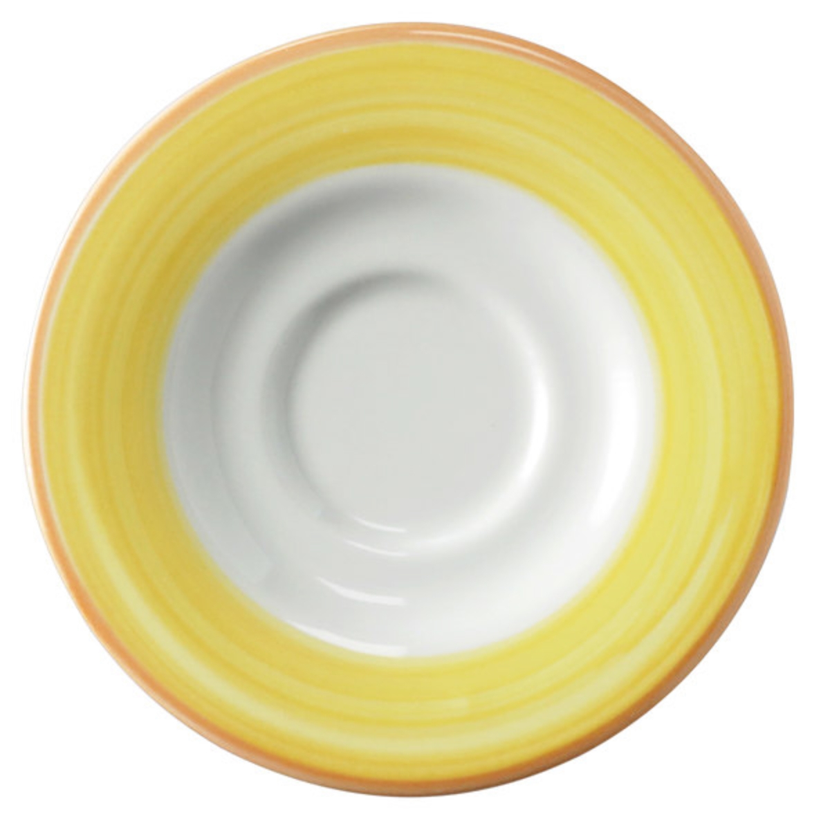 Picture of Winco PA1600900124 5 in. Yellow Porcelain Coffee & Espresso Saucer, Corona Calypso - 2 Dozen