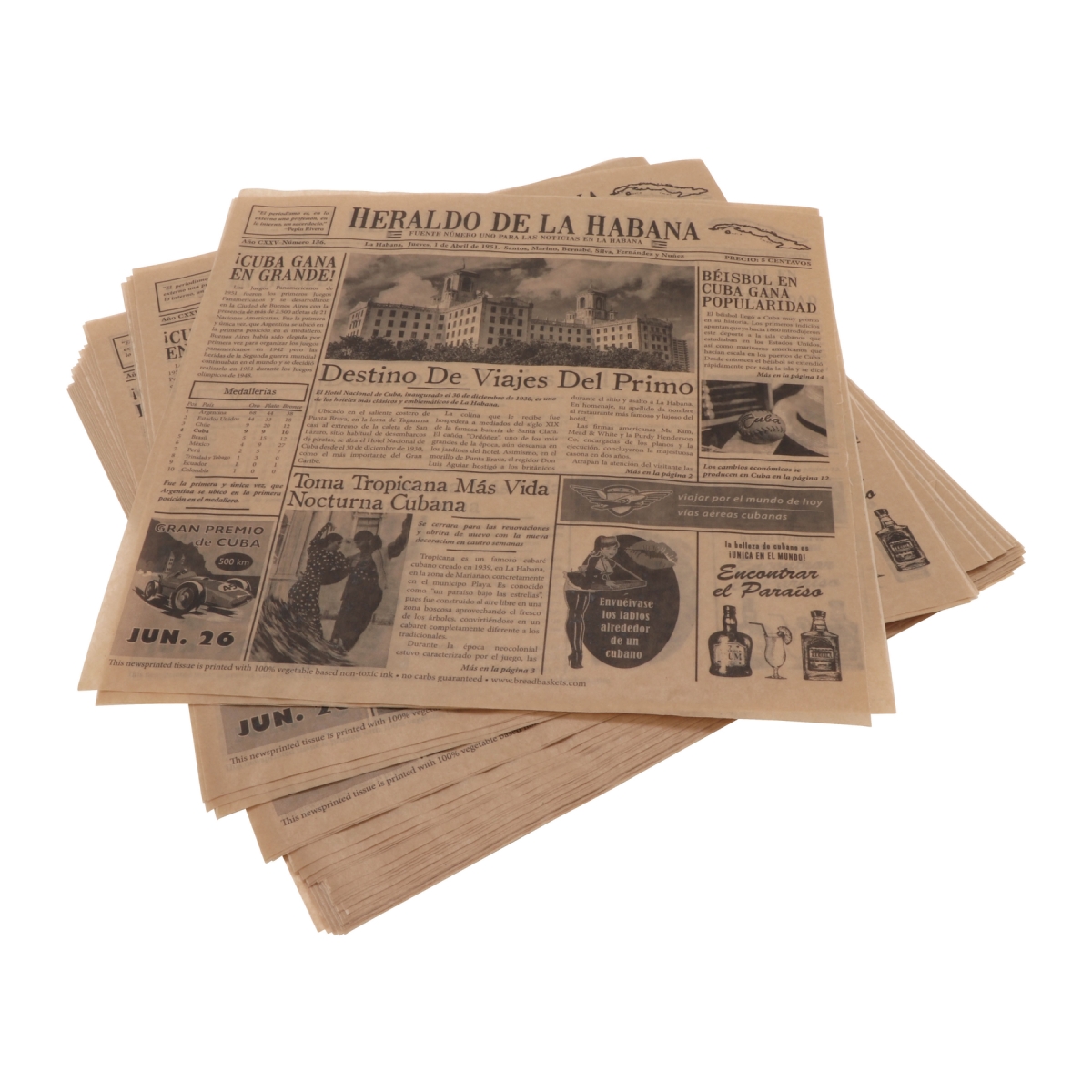 Picture of Winco 4-TE1050 12 x 12 in. Food-Safe Cuban Newsprint Liner, Brown, 1000 Piece