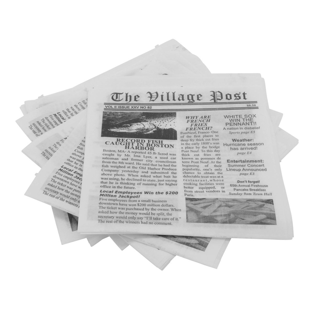 Picture of Winco 4-T3020 5.5 x 5.5 in. Food-Safe Double-Open Bag & Wire Cone Basket Liner & Deli Wrap, Village Post Tissue Liner White, 2000 Piece