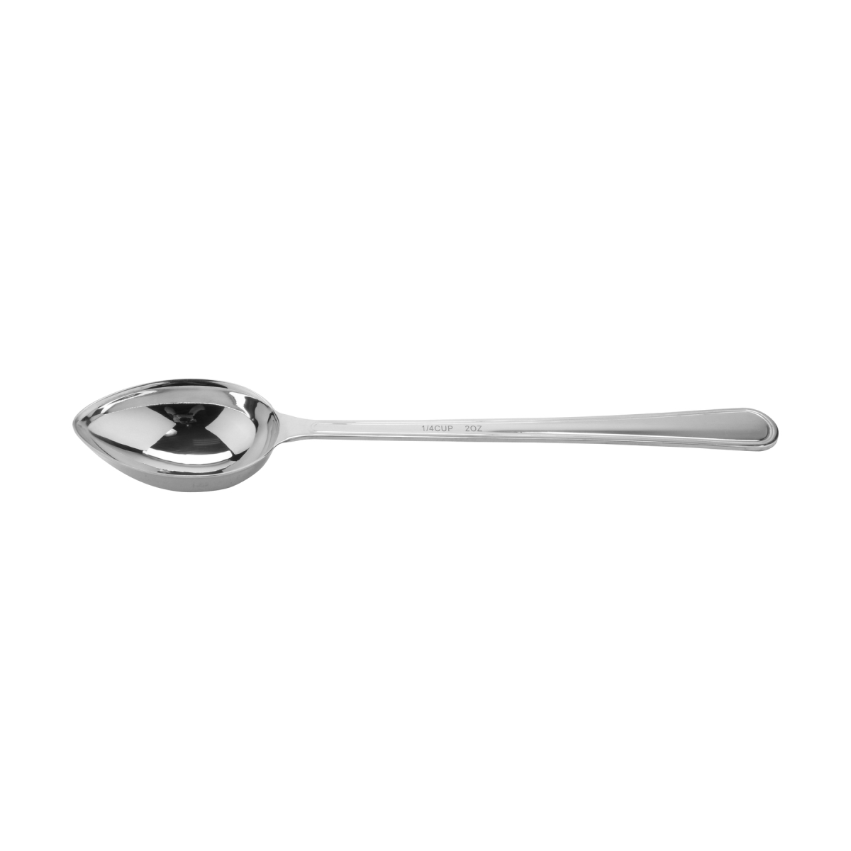 Picture of Winco BSRIM-20 11.75 in. Portion Control Solid Bowl Spoon, 2 oz 18-8 Stainless Steel, 2.5 mm Gage, Mirror Finish, Culinaire Logo Back Stamped, 18-8 Back Stamped, Each 12