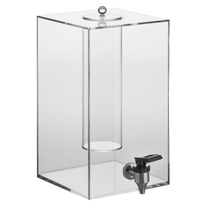 Picture of Winco DISP-3-CL 3 gal, 8 in. Square Acrylic Juice & Beverage Dispenser with Ice Chamber, 14.5 in. Tall - Clear