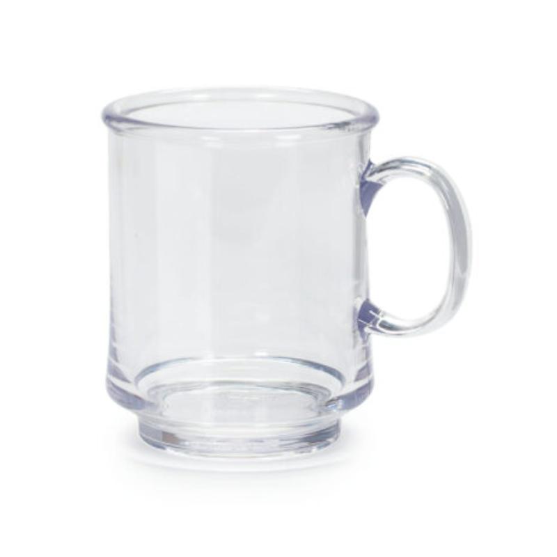 Picture of Winco TM-1308-CL 8 oz Tritan Clear Stacking Mug with Handle - 10 oz Rim-Full, 3 in. Top Dia. - 4 in. Top Dia. with Handle, 3.72 in. Tall, 3.5 in. Deep, G.E.T. Cups & Mugs