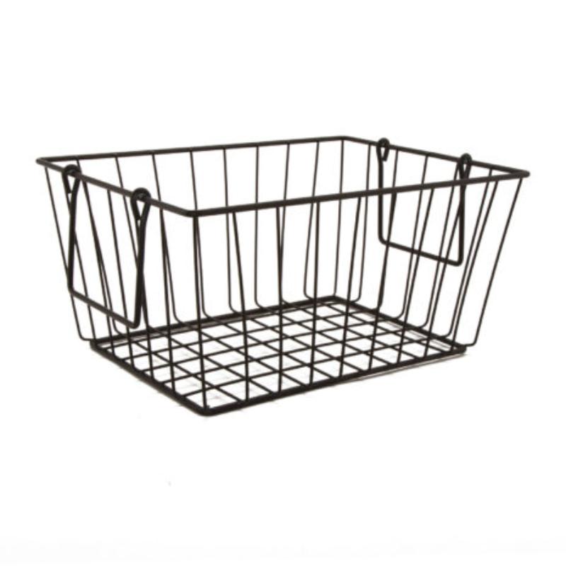 Picture of Winco WB-315-MG 11.5 x 8.5 x 8 in., Iron Powder Coated, Gun Metal Grey, Rectangular Basket with Swinging Handles