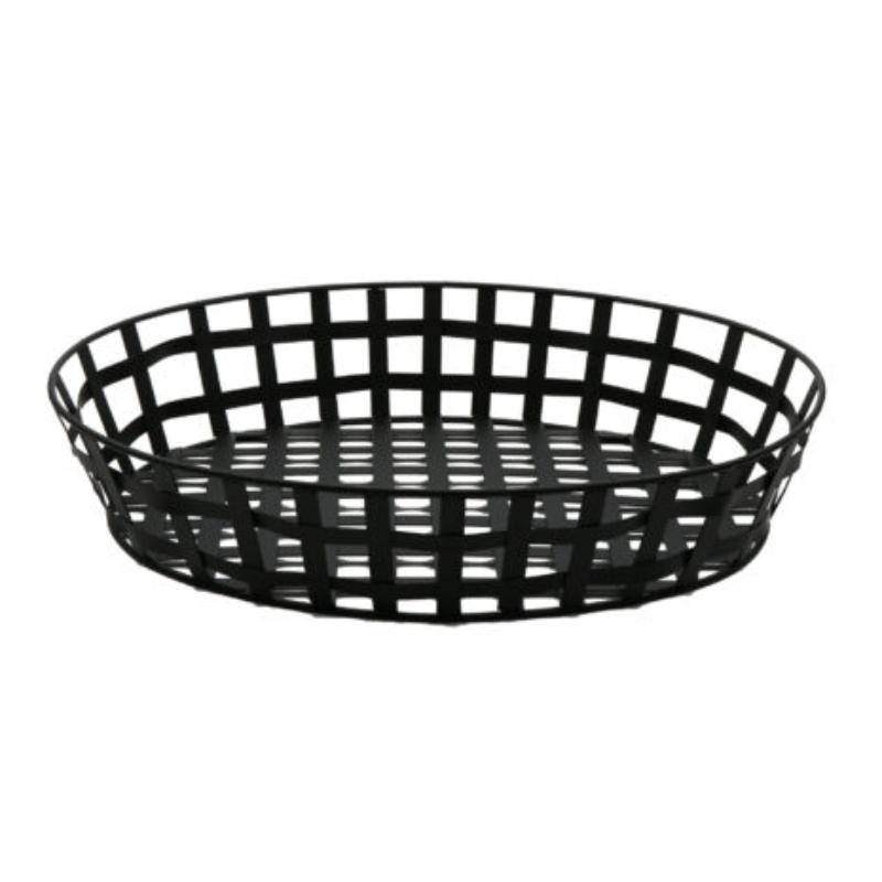 Picture of Winco WB-562-BK 19.5 x 15 x 4 in., Black, Iron Powder Coated, Oval Basket - 3.5 in. Deep - G.E.T. Harvest Baskets