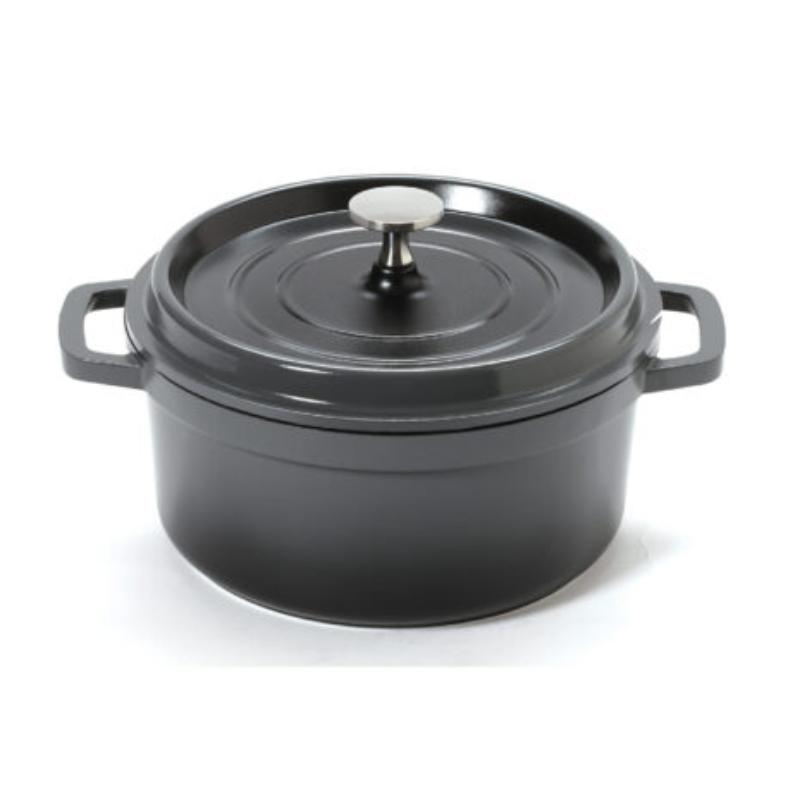 Picture of Winco CA-011-GR-BK-CC 2.5 qt. - 2.8 qt. Rim-Full - Induction Ready Round Dutch Oven with Lid, 10.38 in. with Handles 8.31 x 3.75 in. - Clear Coat - Grey