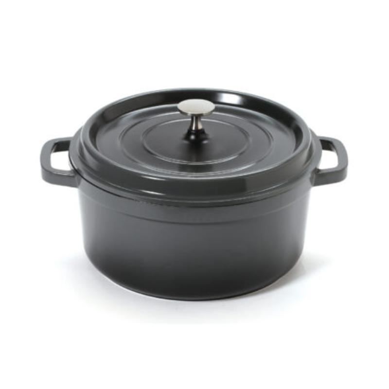 Picture of Winco CA-012-GR-BK-CC 4.5 qt. - 5 qt. Rim-Full - 9.5 in. Induction Ready Round Dutch Oven with Lid, 4.25 in. Deep - Clear Coat - Grey