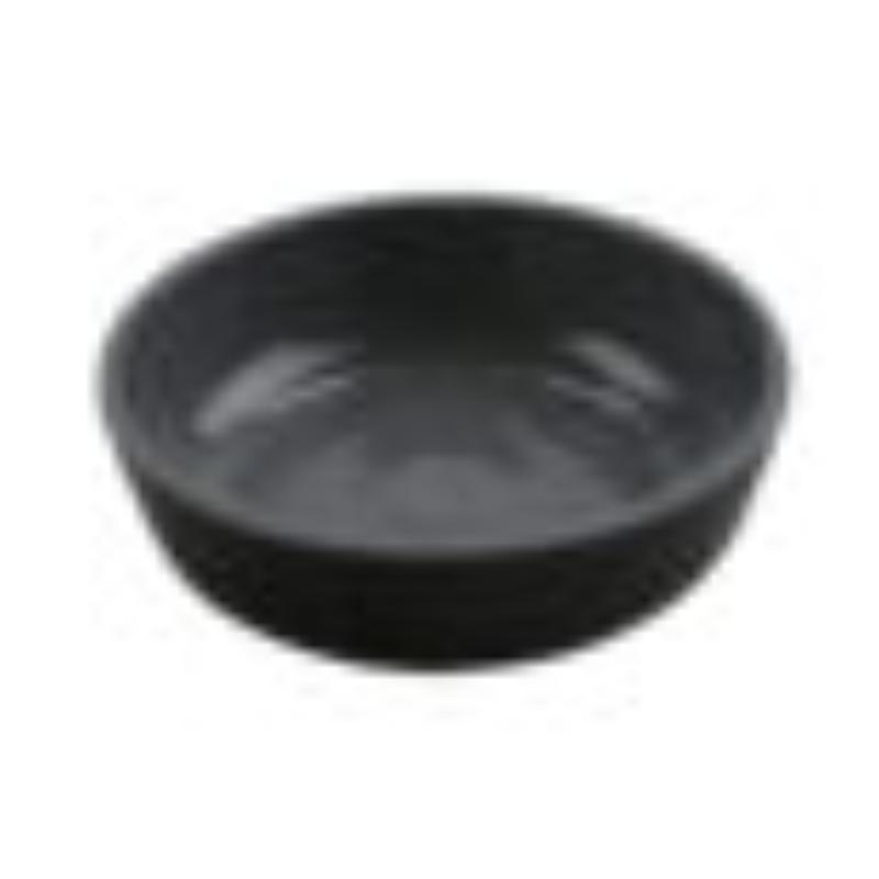 Picture of Winco RR-5-GRS-BKM 4 oz Shallow Side Melamine Dish & Monkey Dish - 5 oz Rim Full - Glossy Grey Inside & Black Matte Outside, G.E.T. Roca