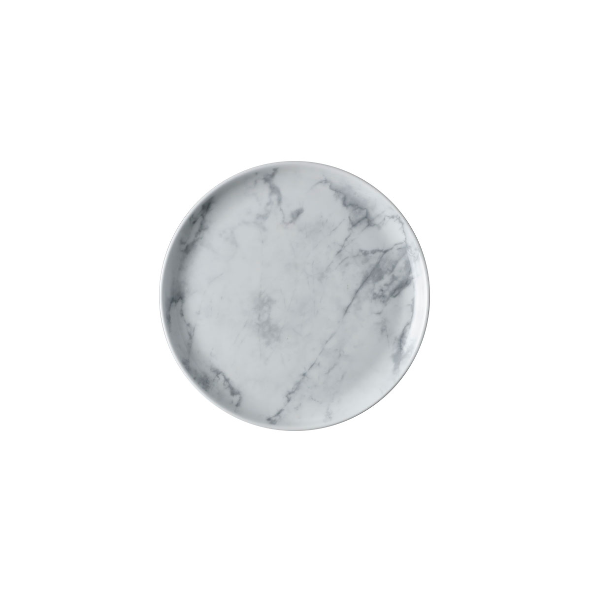 Picture of Winco PA110F711712 7 in. Porcelain Coupe Plate - 7 x 7 x 0.7 in., G.E.T. Corona Marble - White & Grey - 2 Dozen