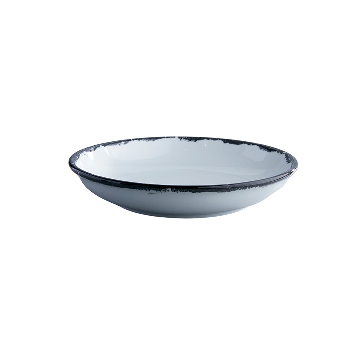 Picture of Winco PA1007837512 Ink Coupe Bowl, 40.4 oz - 10 in. - White with Black Rim - 1 Dozen