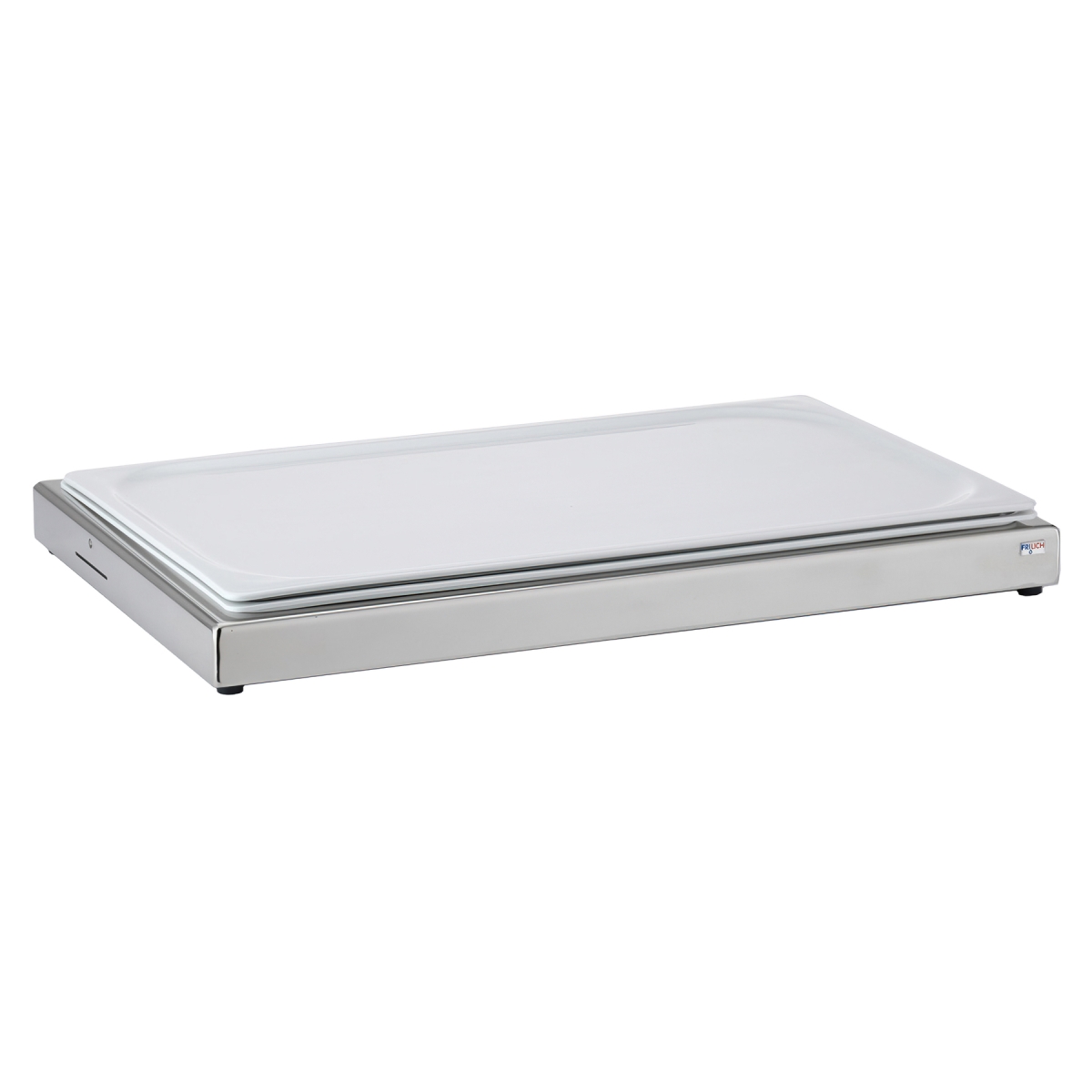 Picture of Winco 6254020 Full Size Rectangular Cold Food Display Set, Stainless Steel & White