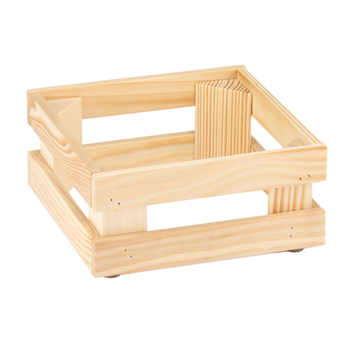 Picture of Winco 3588130 9 x 9 in., 6.7 in. Tall, Untreated Wooden Base Frame & Riser for Cold Food Display - Frilich 5ST054 Raiser - Tan