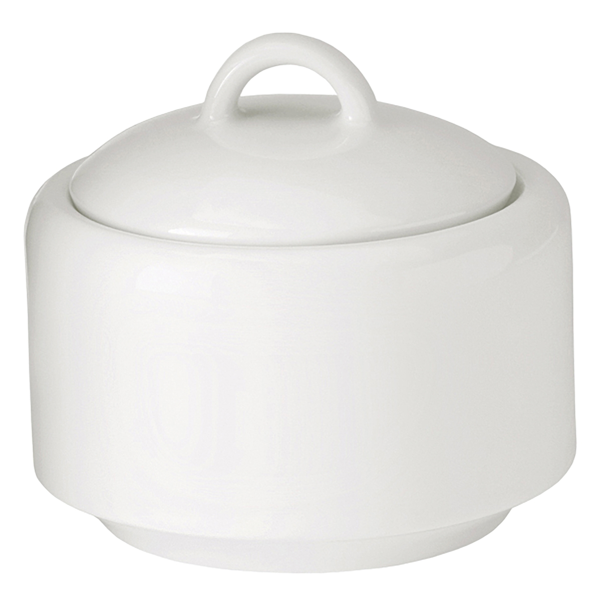 Picture of Winco PA1101708712 8.5 oz Bright White Porcelain Sugar Bowl with Lid, 4 in. Dia., Corona Actualite - 1 Dozen