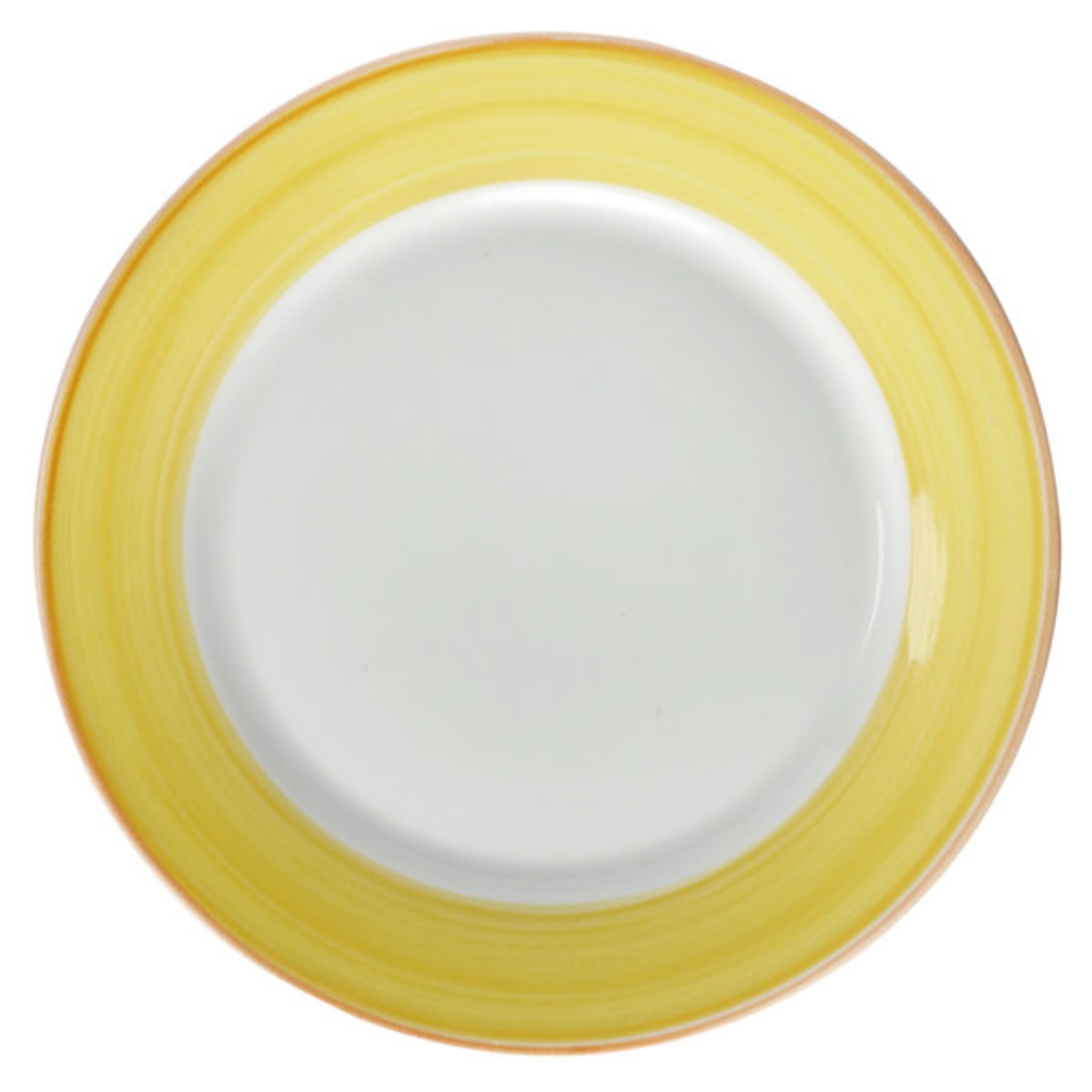 Picture of Winco PA1600902524 10 in. Yellow Porcelain Rolled Edge Plate, Corona Calypso - 2 Dozen