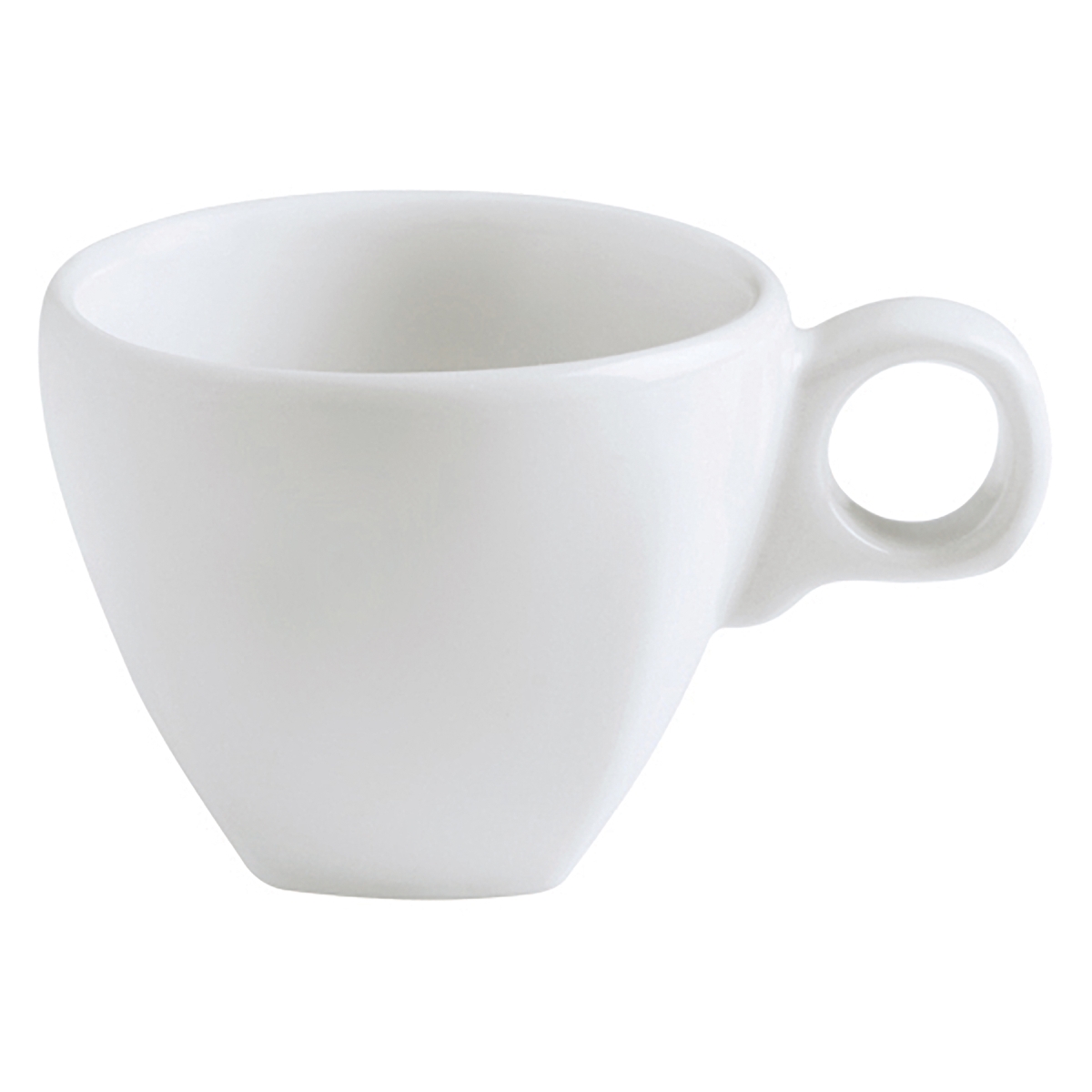 Picture of Winco PA1101914224 8 oz Bright White Porcelain Tea Cup, 4.25 in. Dia. with Handle, Corona Asia - 2 Dozen