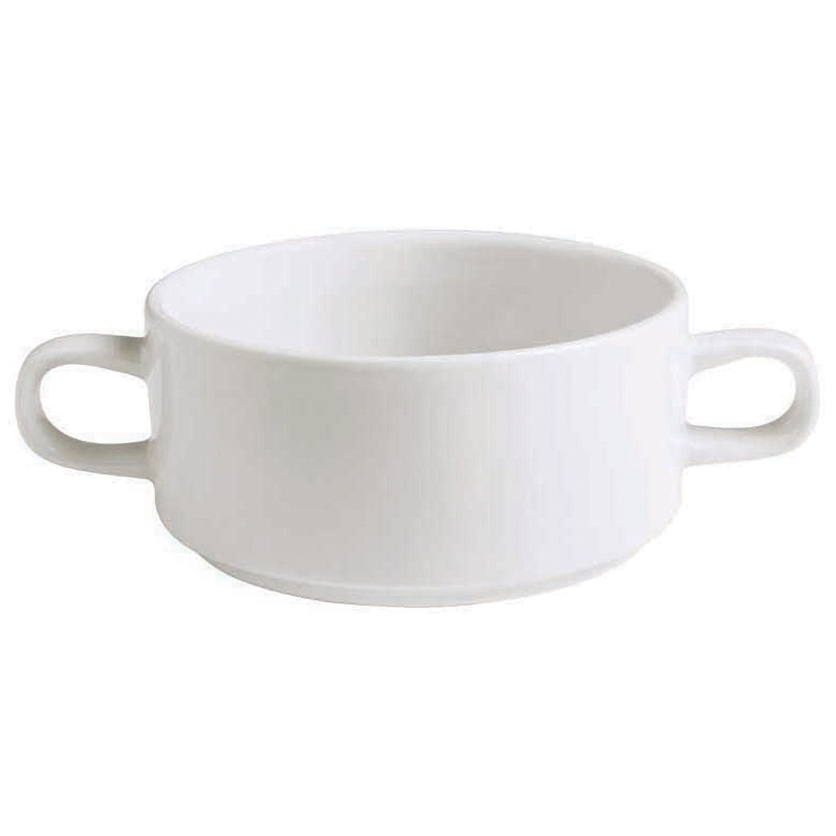 Picture of Winco PA1101905224 11 oz Bright White Porcelain Stackable Soup Cup with Handle, 6 in. Dia. with Handle, Corona Actualite - 2 Dozen