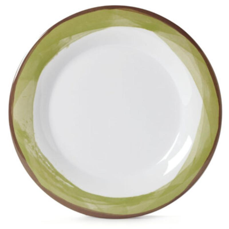 Picture of Winco WP-10-DW-KNG 10.5 in. Wide Rim Plate, Diamond White Base - Kanello Green