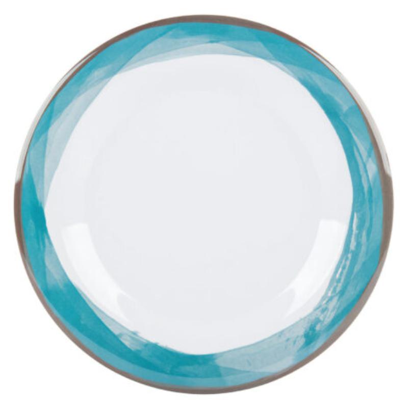 Picture of Winco WP-9-DW-KNB 9 in. Wide Rim Plate, Diamond White Base - Kanello Blue