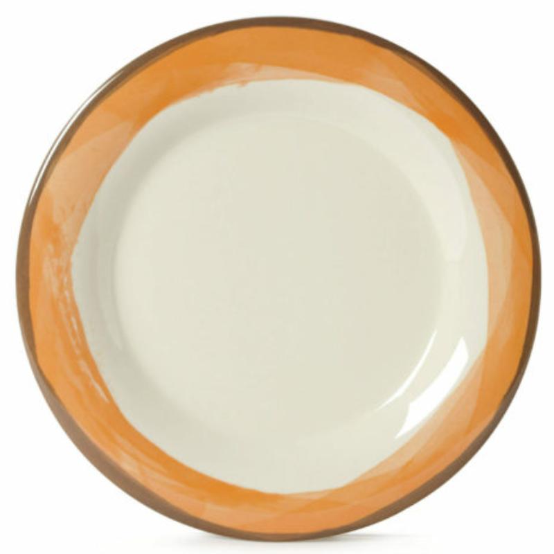Picture of Winco WP-9-DI-KNO 9 in. Wide Rim Plate, Diamond Ivory Base - Kanello Orange