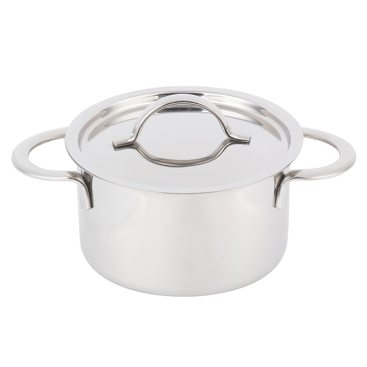 Picture of Winco 4-80555 14 oz, 4.4 in. Mini Bistro Pot with Lid, 2.5 in. Tall, Mirror Finish - Stainless Steel - Each 12