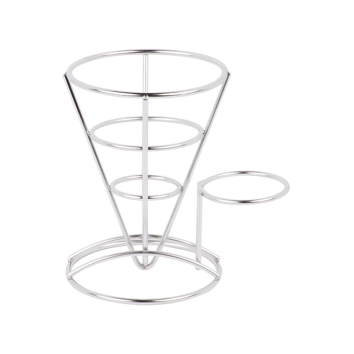 Picture of Winco 4-88864 Fry Cone with 1 Holder, 5 in. Dia., 7 in. Tall, 2.75 in. Holder - Stainless Steel - Each 24