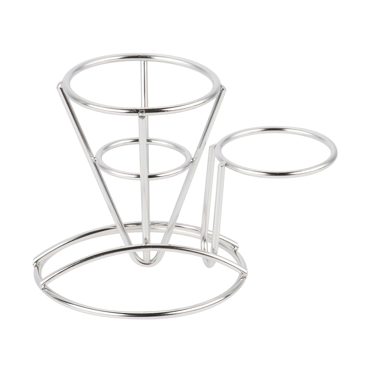 Picture of Winco 4-880164 Fry Cone with 1 Holder, 3.75 in. Dia., 5 in. Tall, 2.75 in. Holder - Stainless Steel - Each 12
