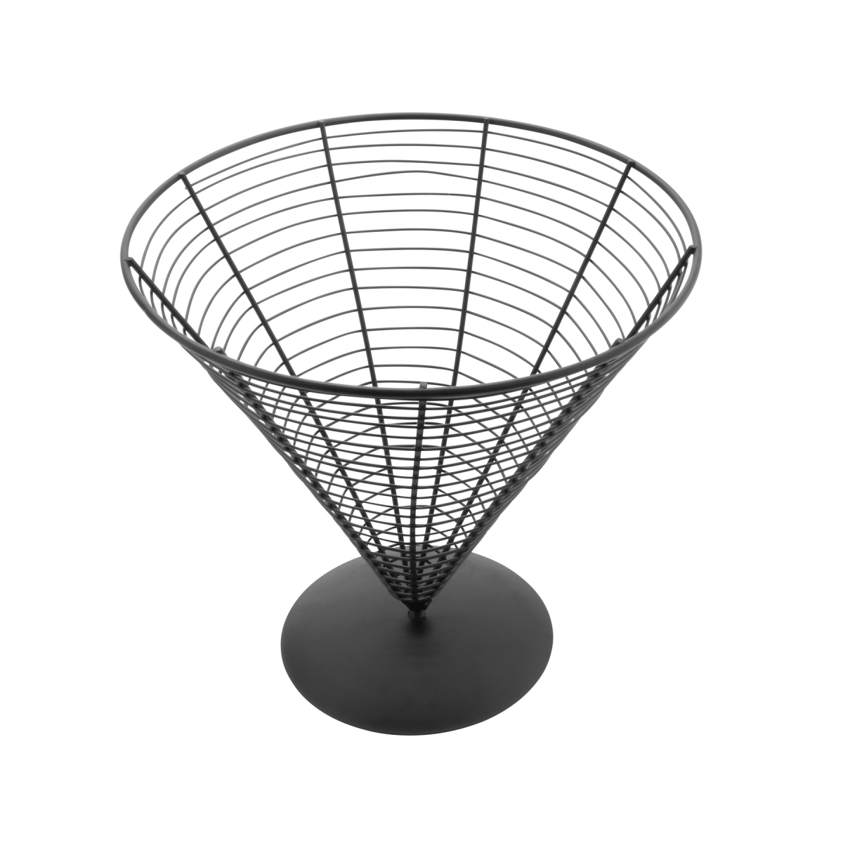 Picture of Winco WB-705 9.5 in. Black Wire Cone Basket with Screw On Base, 9.25 in. Tall - Each 24