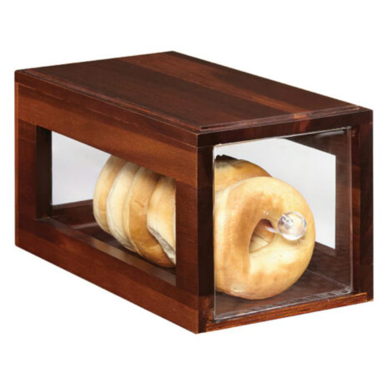 Picture of Winco BB-SQ-7-W 12.25 x 6 in. Square Stackable Wood Bread Box with Acrylic Drawer, 6 in. Tall - Walnut