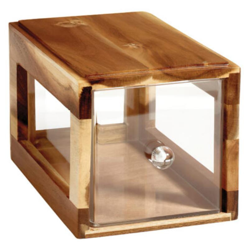 Picture of Winco BB-SQ-7-UR 12.25 x 6 in. Square Stackable Wood Bread Box with Acrylic Drawer, 6 in. Tall - Urban Rustic