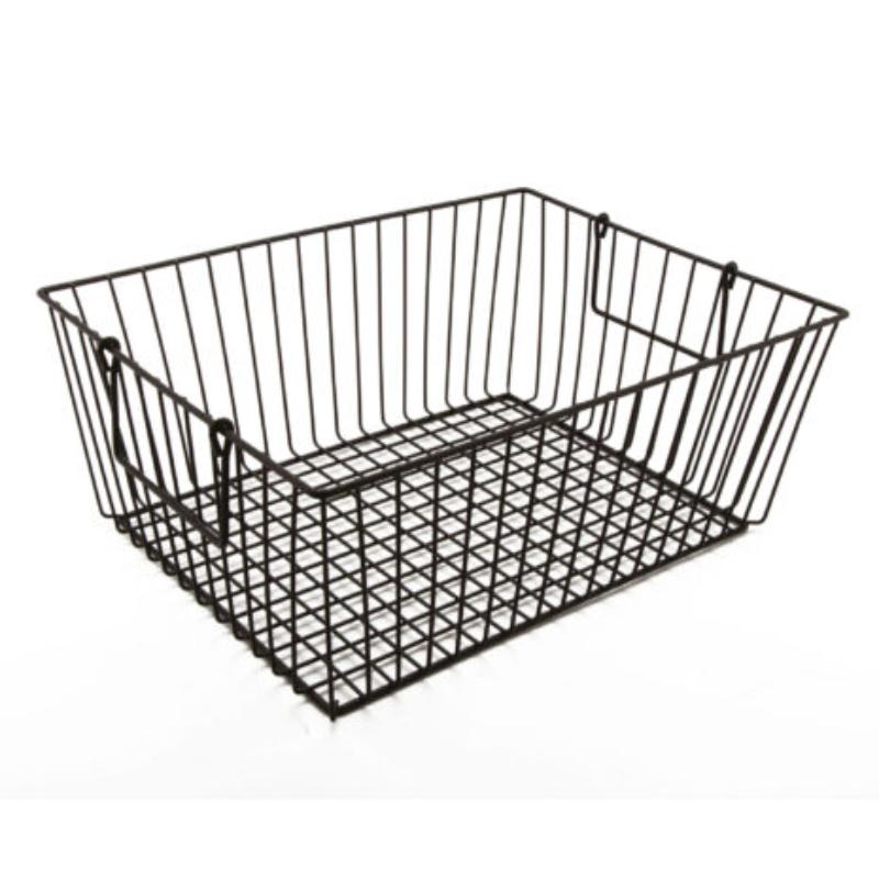 Picture of Winco WB-314-MG 10 x 5.5 x 6.75 in., Iron Powder Coated, Gun Metal Grey, Rectangular Basket with Swinging Handles, G.E.T. Breeze Baskets