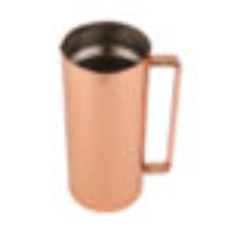Picture of Winco MM-160-WCPR-SS 1.6 qt. Copper Hammered Finish Double Wall Pitcher with Handle - 2.1 qt. Rim-Full - 4.8 in. Top Dia., 10 in. Tall, G.E.T. Copper Drinkware with Stainless Steel Interior