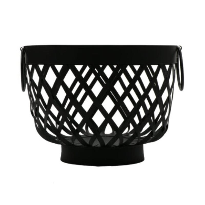 Picture of Winco WB-569-BK 9.5 in. Dia. x 7.25 in., Black, Iron Powder Coated, Round Basket with Side Ring Handles - 6 in. Deep - G.E.T. Harvest Baskets
